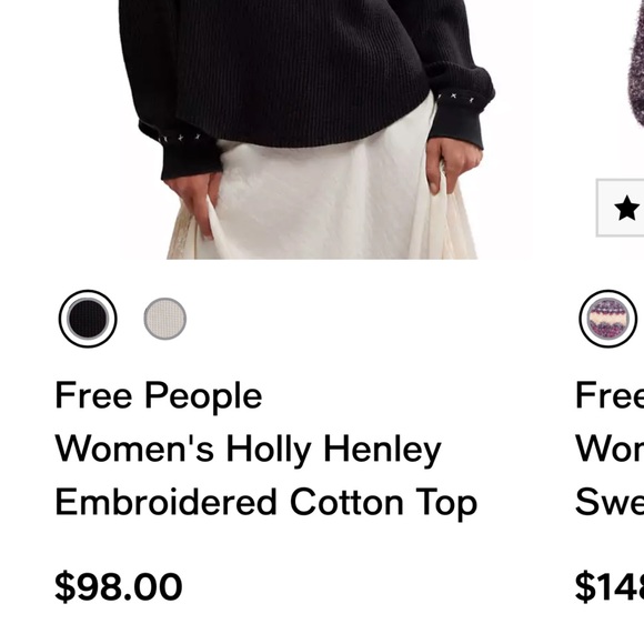 FREE PEOPLE HOLLY HENLEY EMBROIDERED TOP🏔️ - Picture 7 of 8